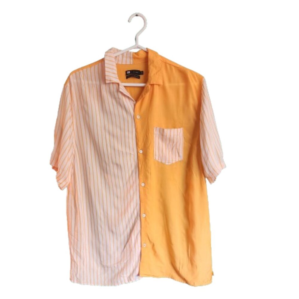 Orange and White Short sleeve button down
